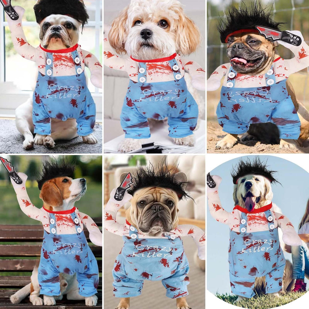 WILLED Halloween Deadly Dog Costume, Funny Pet Cosplay Christmas Outfit, Adjustable Party Dress Up Clothes for Small Medium Large Dogs