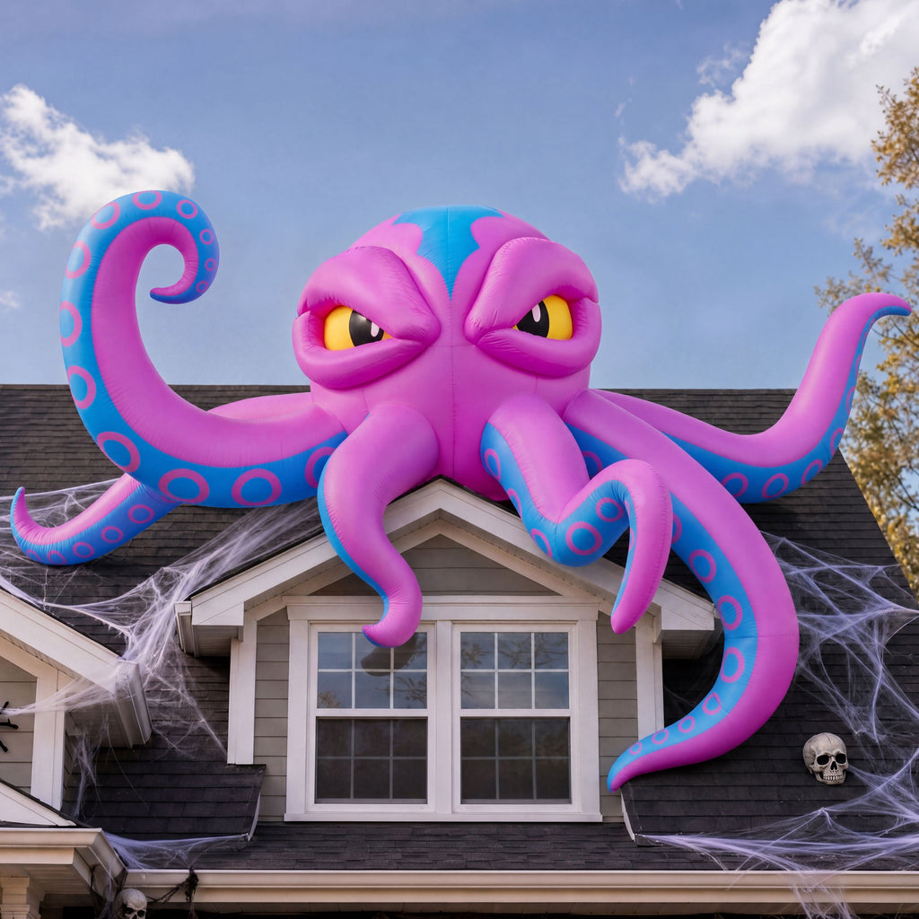 Joyfy 4.5 FT Halloween Inflatable Decorations Outdoor Scary Flying Ghost Broke Out from Window with Built-in LED Blow Up Inflatable for Window Decoration Yard Garden Lawn Decor