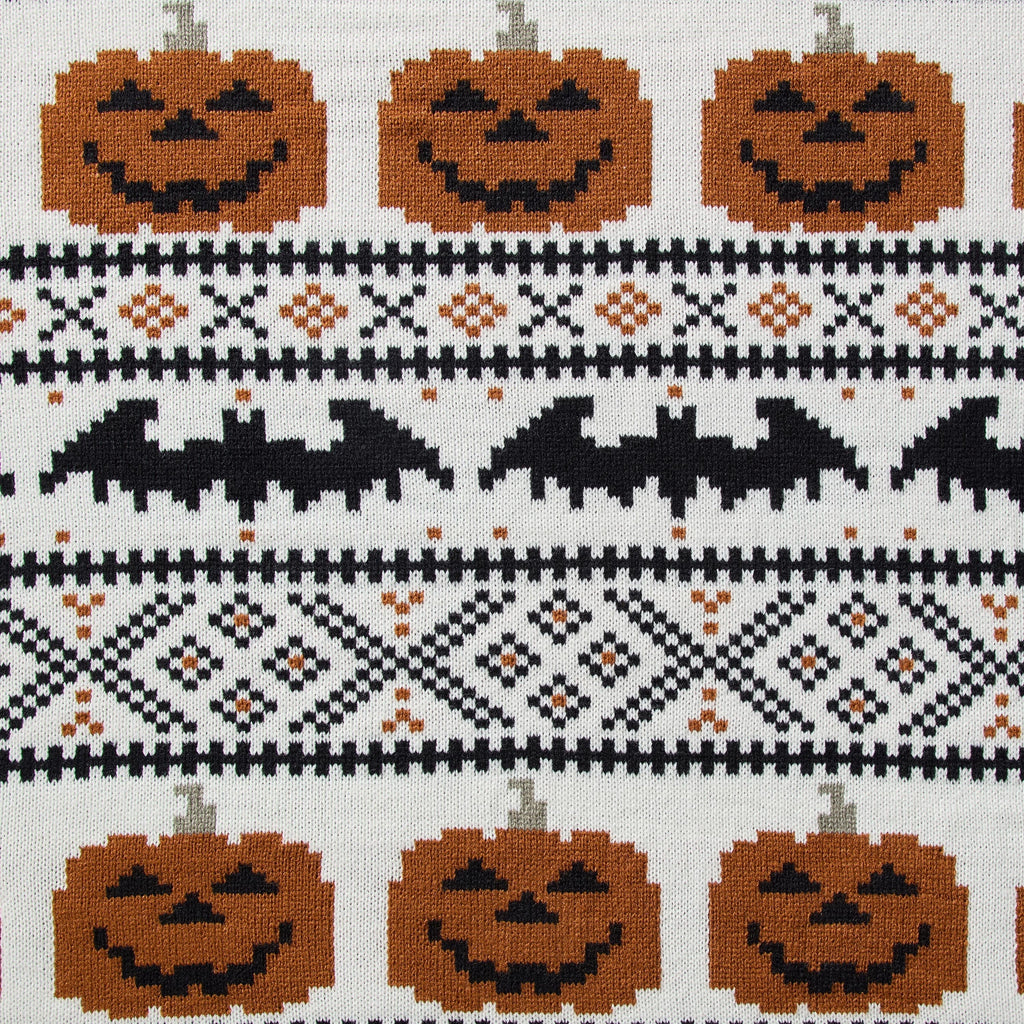 My Texas House Halloween Pumpkins and Bats Cotton Knit Throw, Multicolor, 50" x 60"