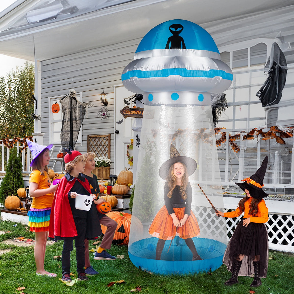 UBesGoo 9 ' Halloween UFO Outdoor Halloween Inflatables for Patio Garden Photo Shoot