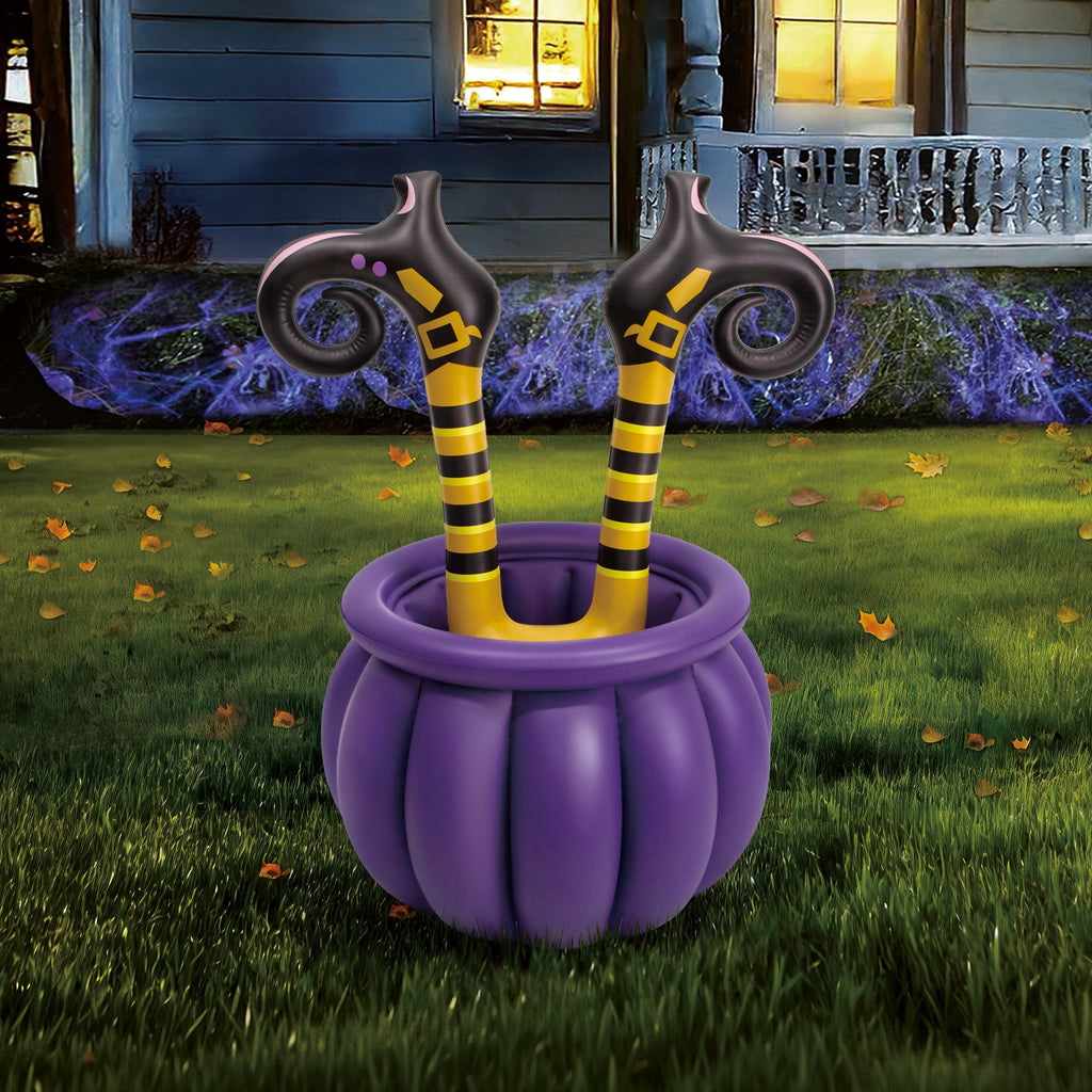 Blow-Up Witch's Legs Cauldron Candy Holder, Multicolor, 3.5', Halloween by Way To Celebrate