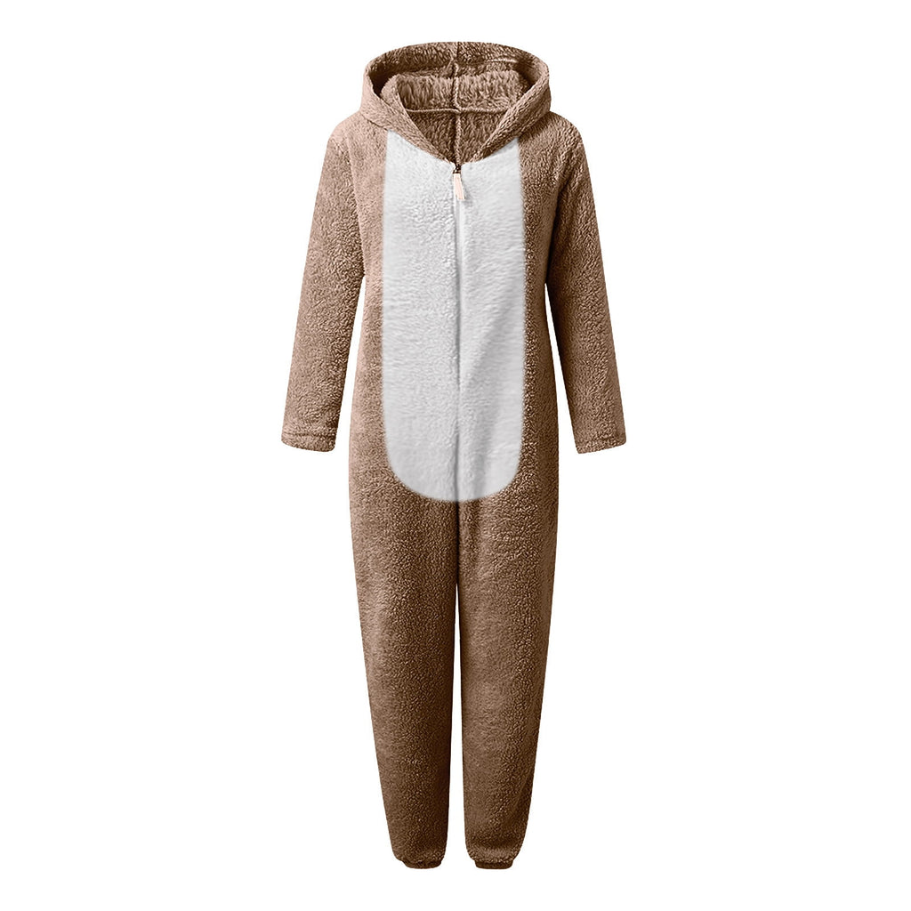 QATAINLAV Sherpa Fleece Jumpsuit for Women Winter Warm Fuzzy Onesie Pajamas Cute Cat Hooded Romper Casual Zip Up Overalls Sleepwear Black XL