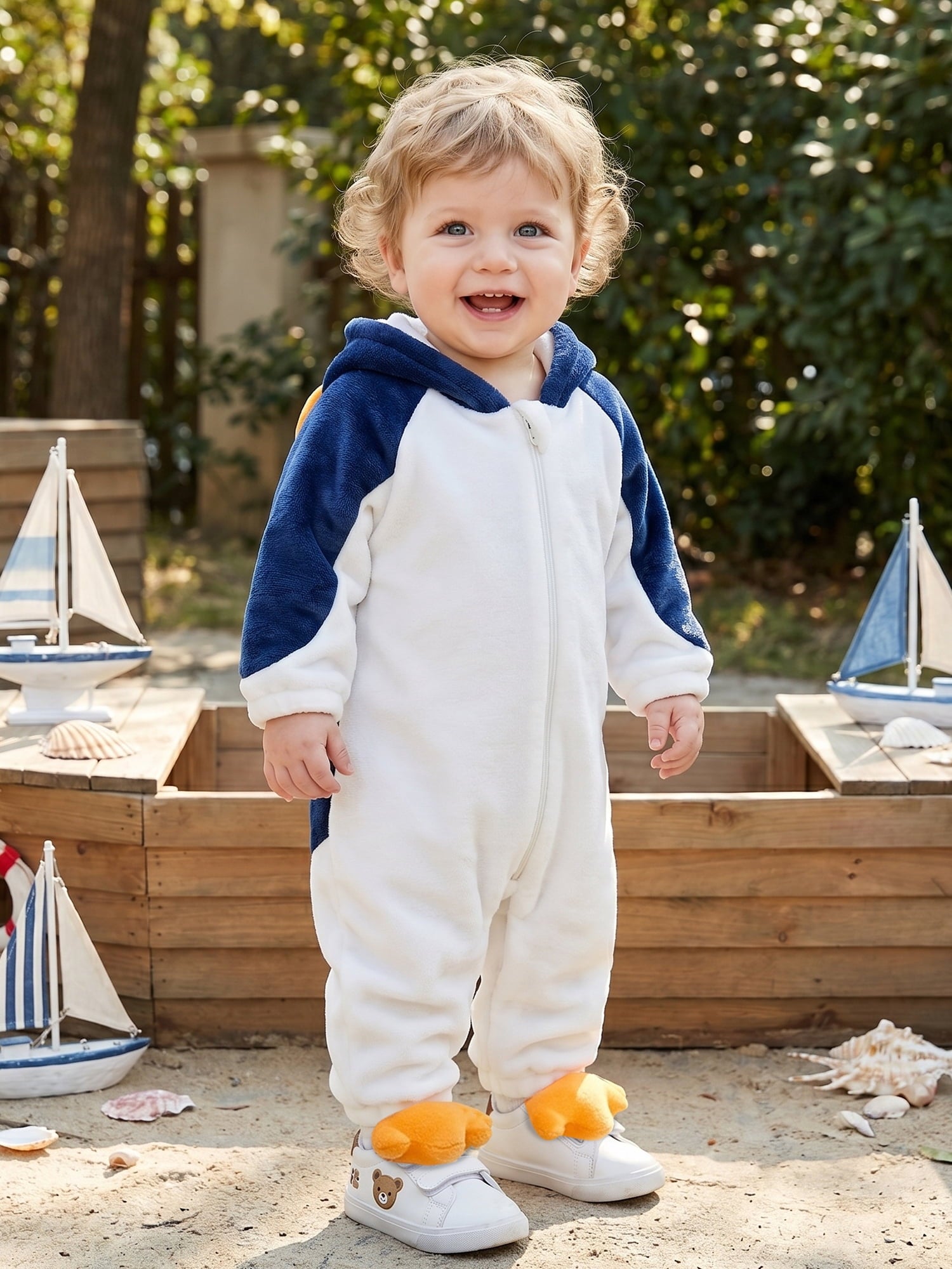 RUINIXCW Toddler Baby Boy Girl Penguin Costume Newborn Infant Halloween Animal Costume Warm Fall Winter Plush Jumpsuit Outfit Long Sleeve Hood Zip Up Romper Snowsuit