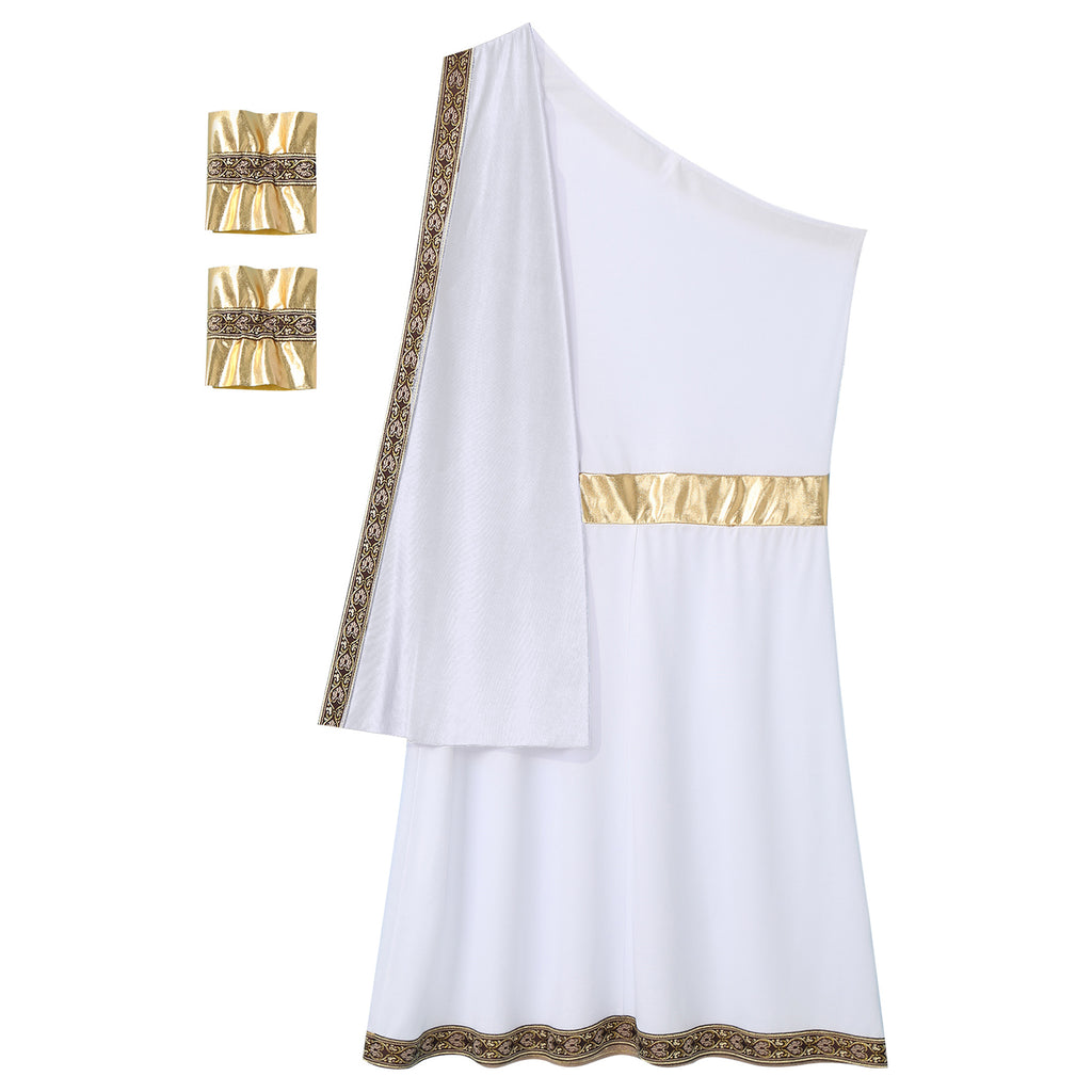 YiZYiF Mens Halloween Ancient Greek Cosplay Costume Roman Toga Caesar Party Fancy Dress Up Set Black S