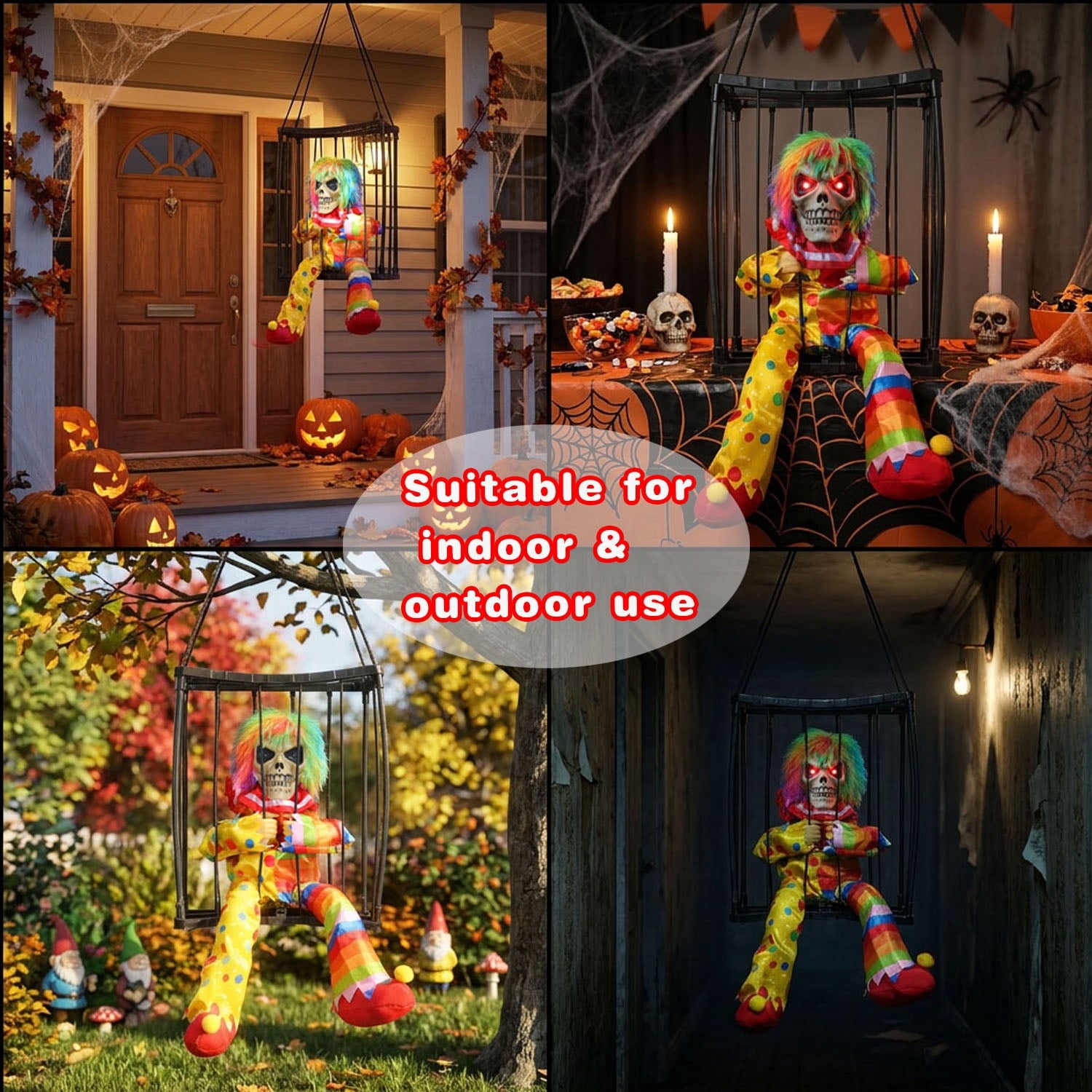 Magotan Screaming Animated Halloween Decorations, Outdoor Indoor Hanging Spooky Halloween Decoration, Scary Skull Cage with Motion Sensor