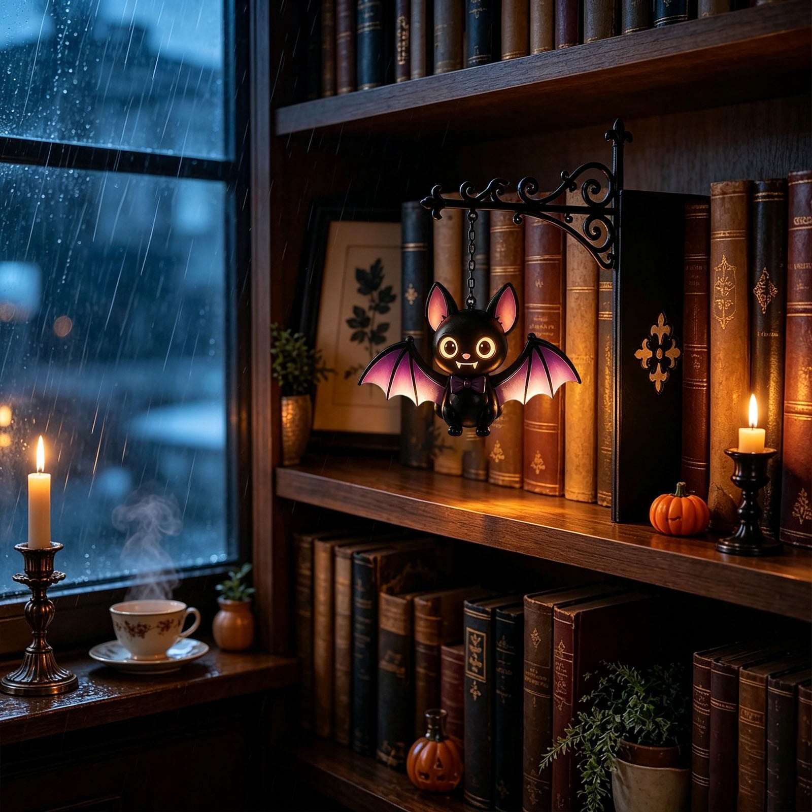 Halloween Ghost Library Lantern Decorative Bookshelf Lighting, Reading Book Shelf Lights for Study Reading Corner Home Library Gift for Book Lovers Bookworms