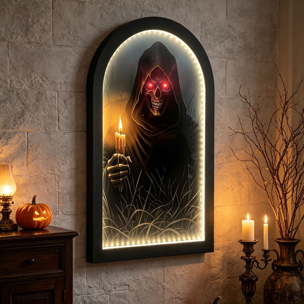 Clearance Martha Ghost Mirror! Halloween Decorations Indoor Gifts, LED Ghost Mirror Hologram,Spooky Gothic Decor,Haunted Mirror Halloween Decorations,Vintage Wall Decor for Living Room Fireplace