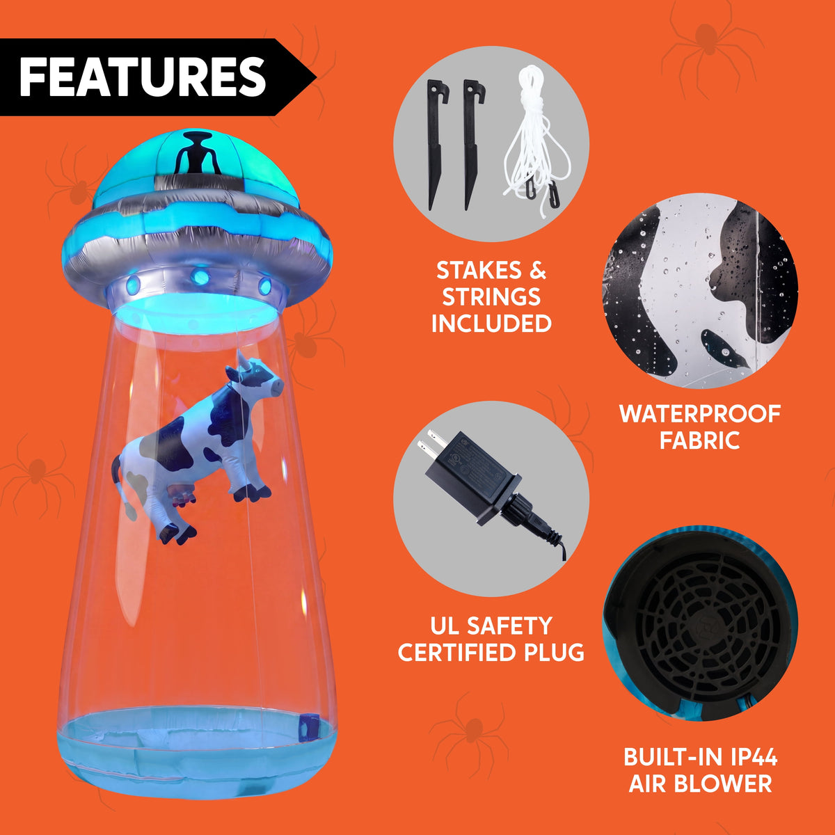 Joyfy 9 ft Halloween Inflatable Giant Alien Decoration with Built-in LEDs,Alien Halloween Decorations Outdoor Blow Up Yard Lawn Decoration