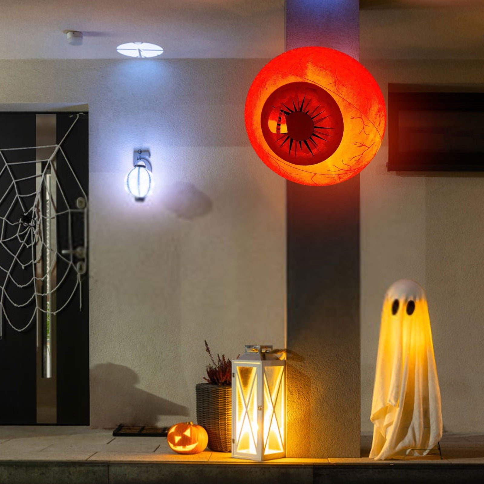 Inflatable Halloween Eyeball Decoration 15.7 Inch, Color Changing LED with Remote Control, Durable PVC Easy Inflate for Spooky Party Garden Courtyard Indoor Outdoor Decor