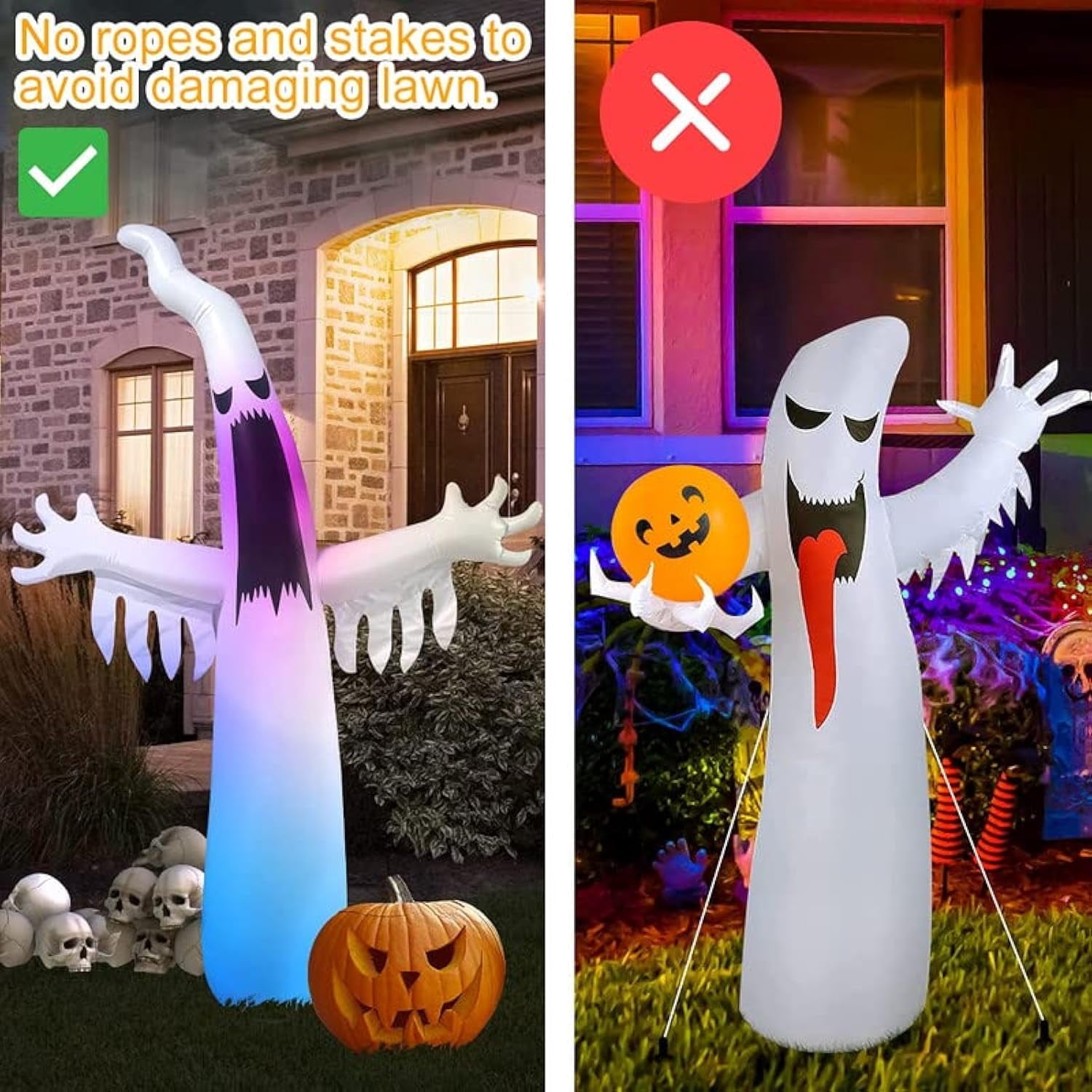 Wick's Outdoor Living/Self Inflatable 7.6FT Inflatable Ghost Halloween Decoration with Lights and Remote