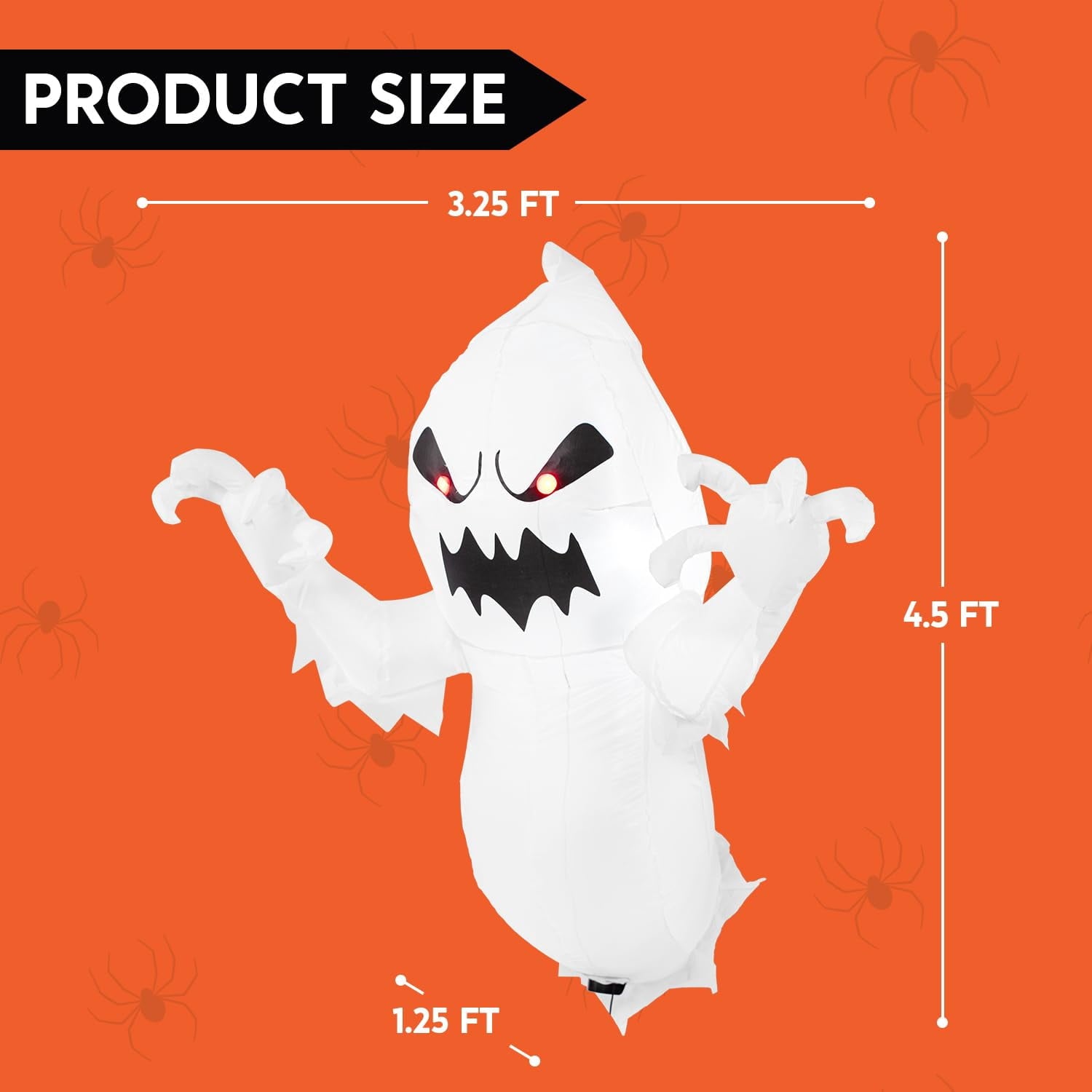 Joyfy 4.5 FT Halloween Inflatable Decorations Outdoor Scary Flying Ghost Broke Out from Window with Built-in LED Blow Up Inflatable for Window Decoration Yard Garden Lawn Decor