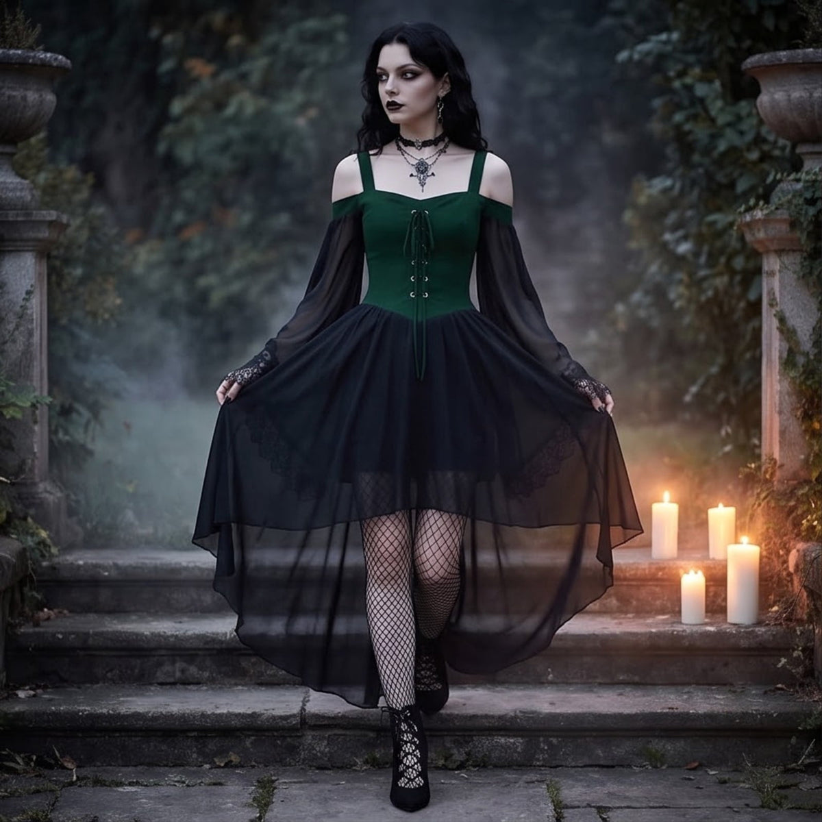 Witch Dress Women 2026 Halloween Costumes Woman Adults Medieval Vampire Butterfly Sleeve Mesh Gothic Outfits Red S