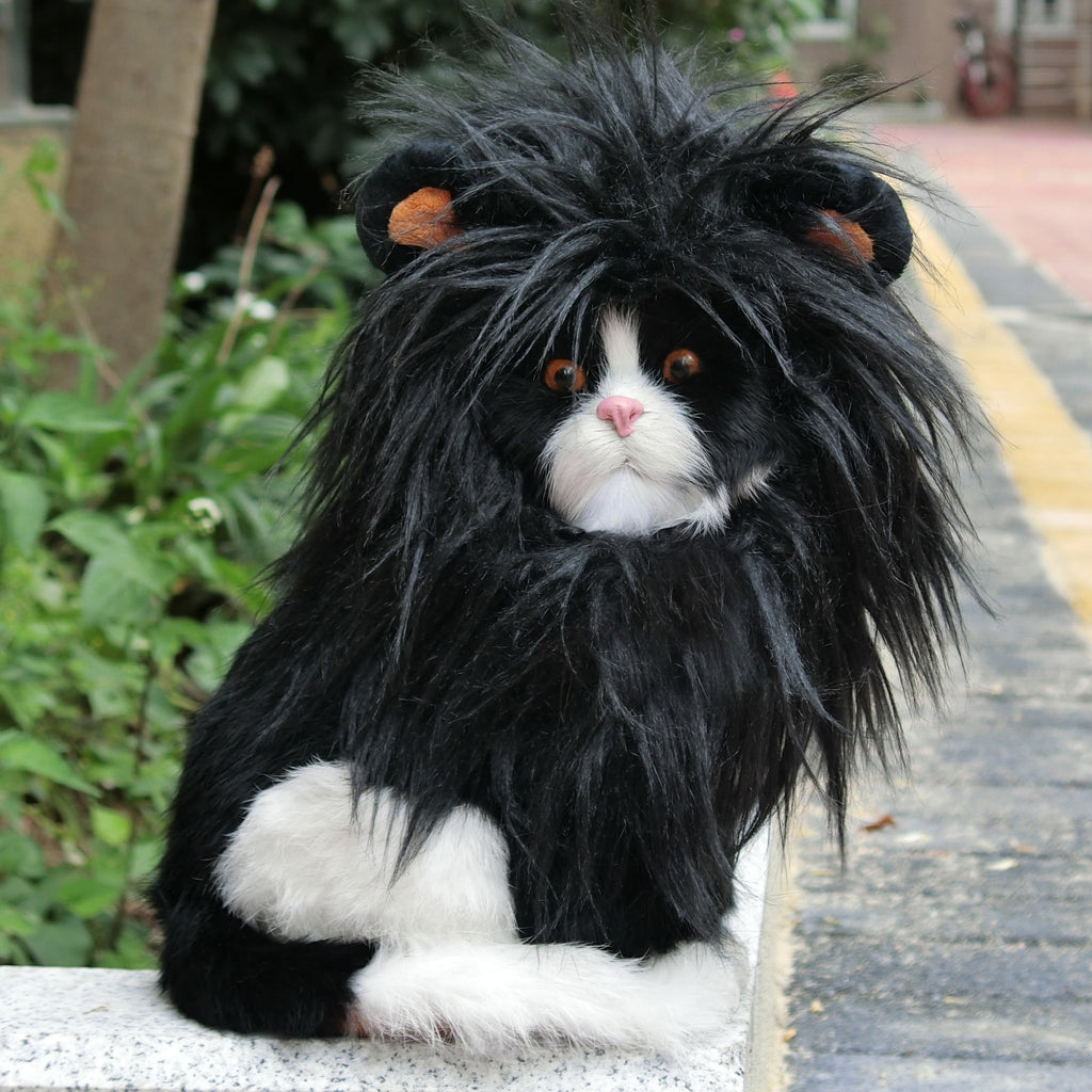 Lion Mane Wig for Cats, Funny Pet Cat Costumes for Halloween Christmas (Size S, Black)