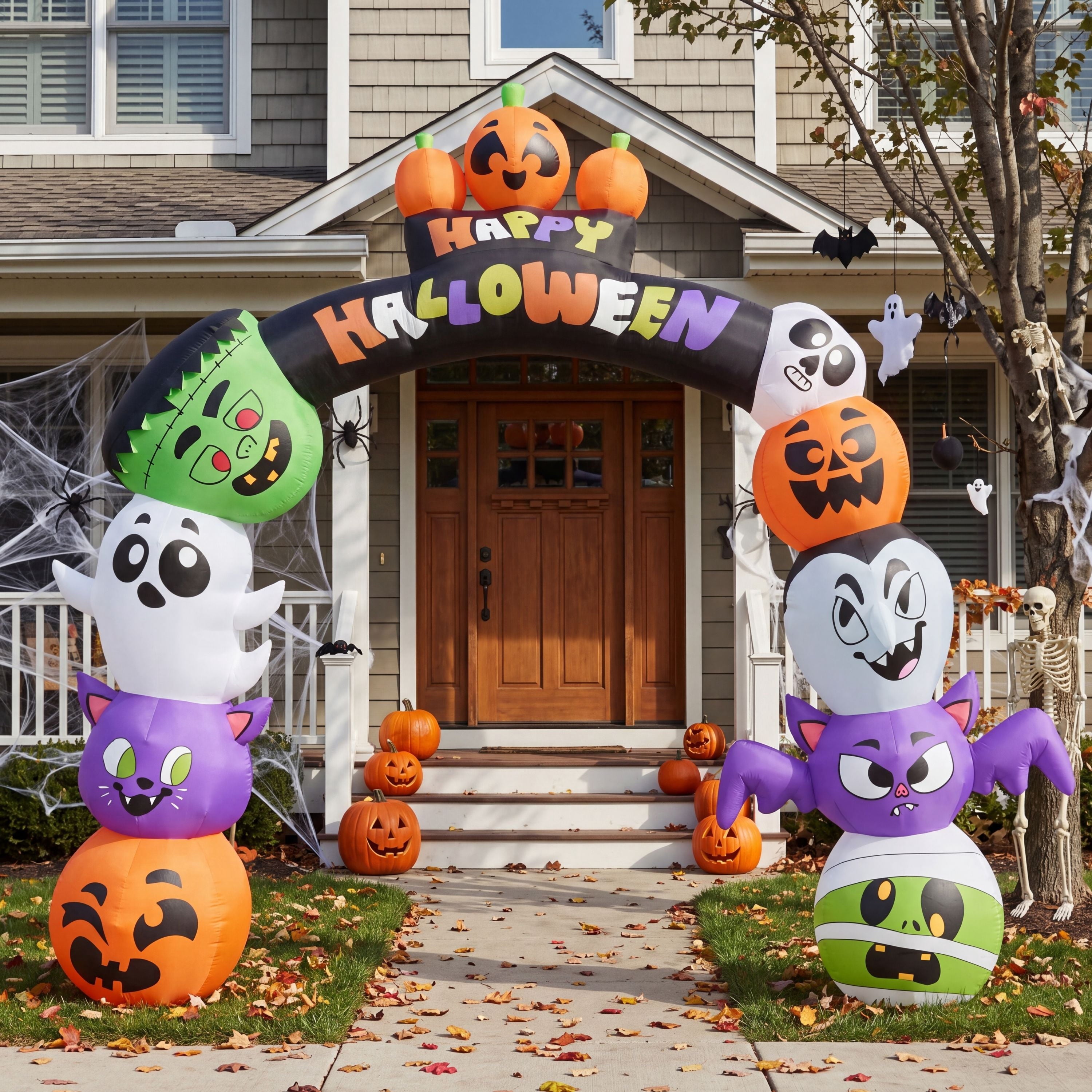 Joyfy 8 ft Halloween Inflatable Pumpkin Archway Outdoor Decoration,Blow Up Arch Decor for Yard with Build-in LED Lights for Yard,Garden & Party
