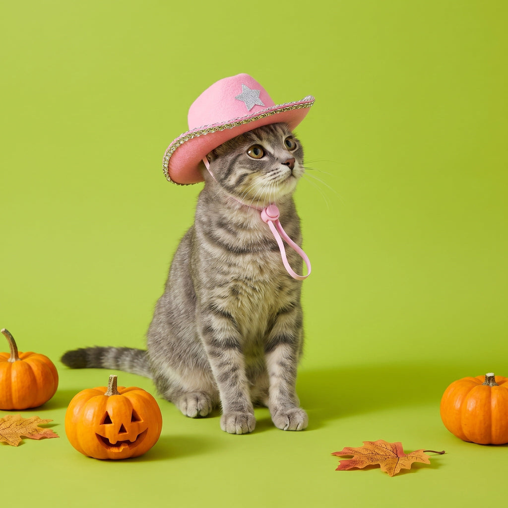 Vibrant Life Halloween Cowboy Hat Costume for Dogs and Cats, Pink, XS/S