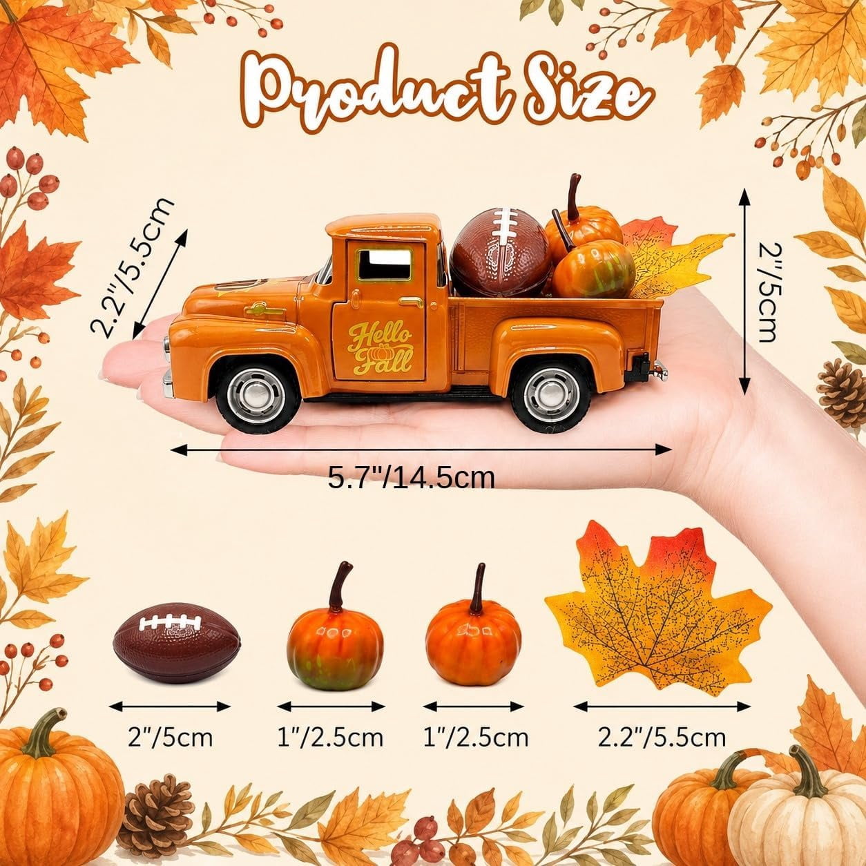 Molumo Halloween Truck Decor - Vintage Pink Pickup Truck with Ghost and Pumpkin Figurines for Halloween Home Tiered Tray Holiday Party Decoration