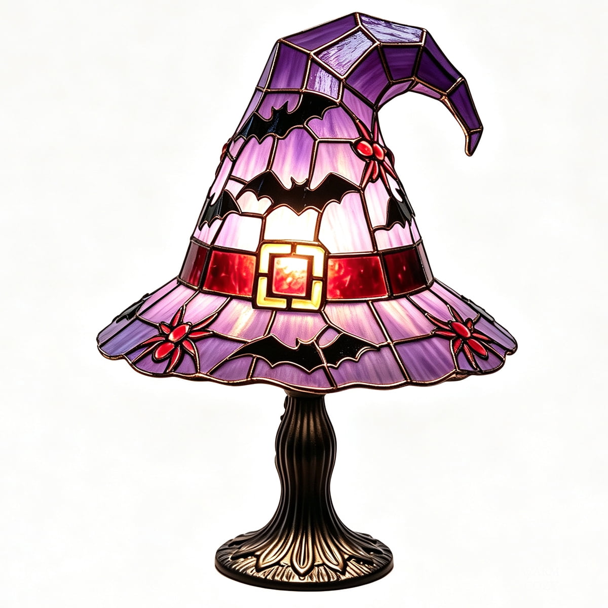 Clearance Halloween Table Lamp Decorations, Witch Hat Lamp Gifts - Handcrafted Retro Resin Witch Lamp, USB Powered Gothic Wizard Hats Night Light, Home Decor Accent Lamps for Bedroom