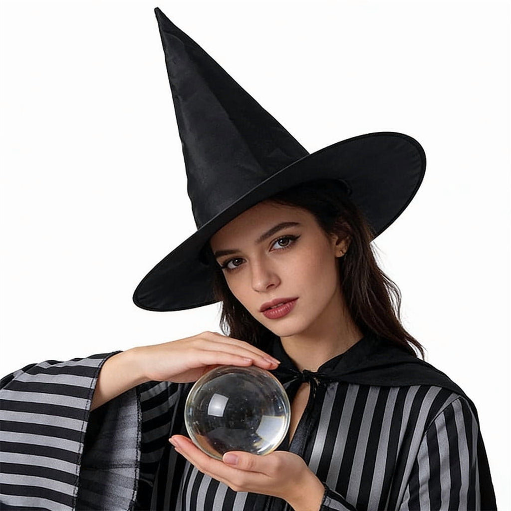 Stijggn Halloween Witch Hat, Black Hanging Witch Hats with Rope, Witch Costume Accessories Floating, Witches Hat with Hanging Rope for Porch Yard Indoor Outdoor Halloween Party Decor