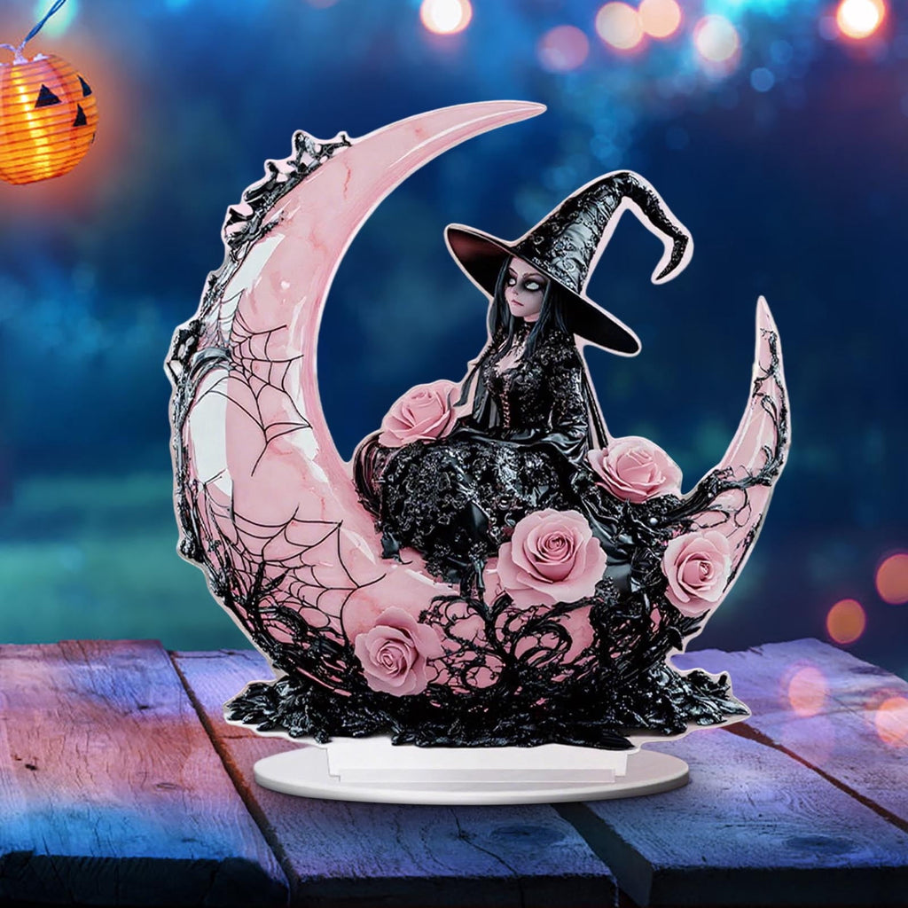 PEIBang Halloween Witch 2D Acrylic Decor,Halloween Tabletop Centerpiece for Living Room Home Party Decorations