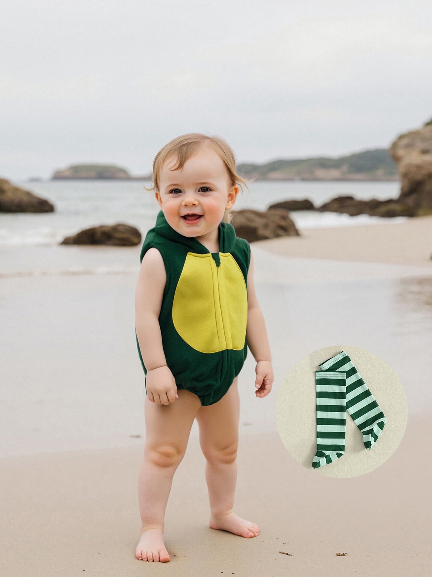 Cjfdfy Newborn Baby Boy Girl Halloween Animal Costume Infant Baby Fox Puppy Dog Frog Poached Egg Costume Fall Winter Sleeveless Hooded Zipper Romper Leg Warmers Set Toddler Halloween Cosplay Outfits