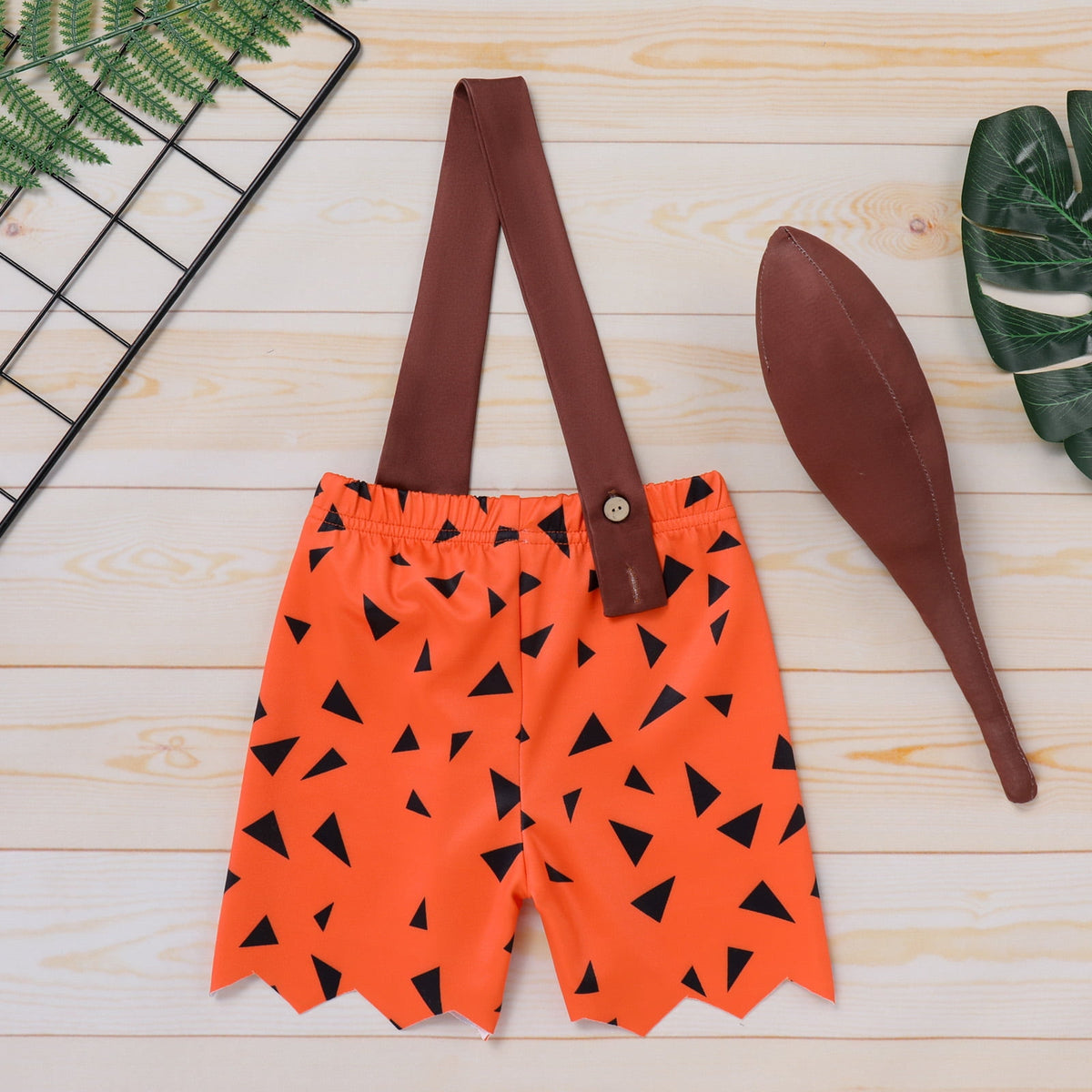 Kids Baby Bam Bam Costume Flintstone Costume Caveman Cavegirl Historical Stone Age Themed Birthday Outfit for Girls Boys Halloween Cosplay Dress Up Photo Shoot 2-3 Years Girl - Orange
