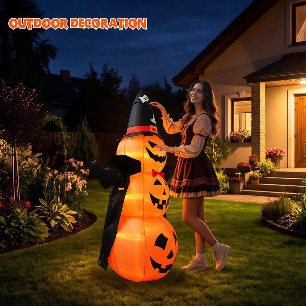 MAGOTAN 6 FT Halloween Inflatable Pumpkin Halloween Inflatable Pumpkins and Cat Outdoor Yard Decoration Build-in 7 LED White Lights