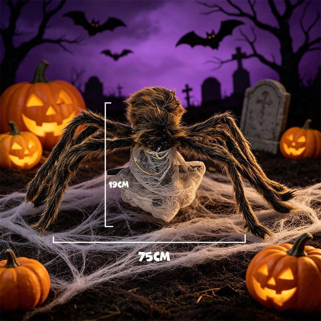 ShaoXinWan Halloween Jumping Furry Spider Prank Prop, Sound Light Activated Scary Animated Decor, Spooky Yard Ornament for Porch, Party, Spooky Mansion Layout