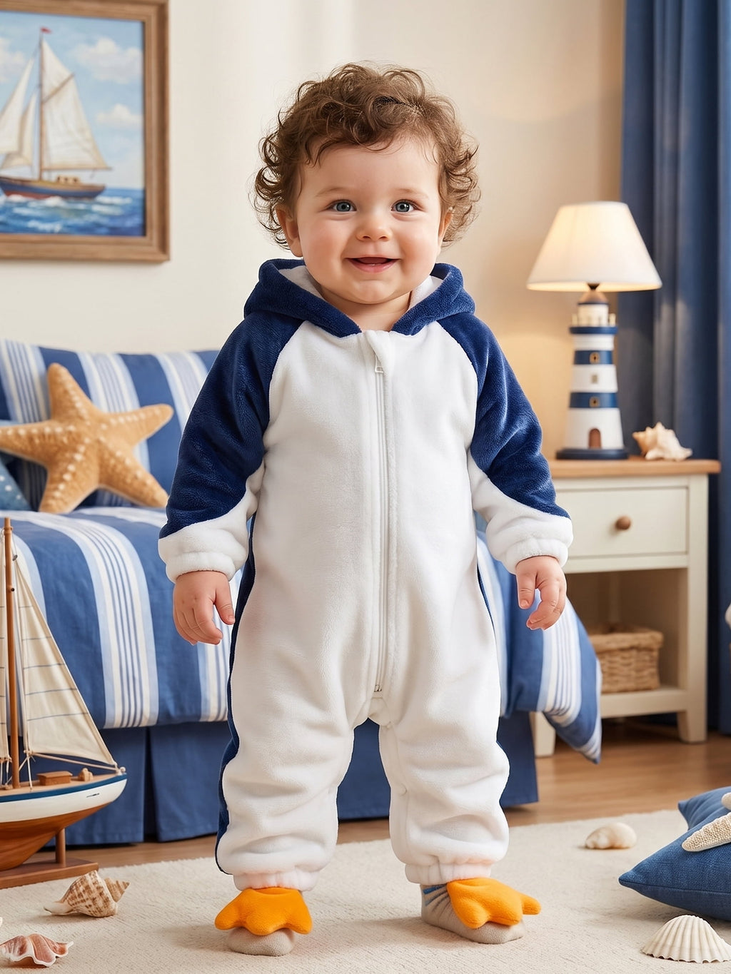 RUINIXCW Toddler Baby Boy Girl Penguin Costume Newborn Infant Halloween Animal Costume Warm Fall Winter Plush Jumpsuit Outfit Long Sleeve Hood Zip Up Romper Snowsuit