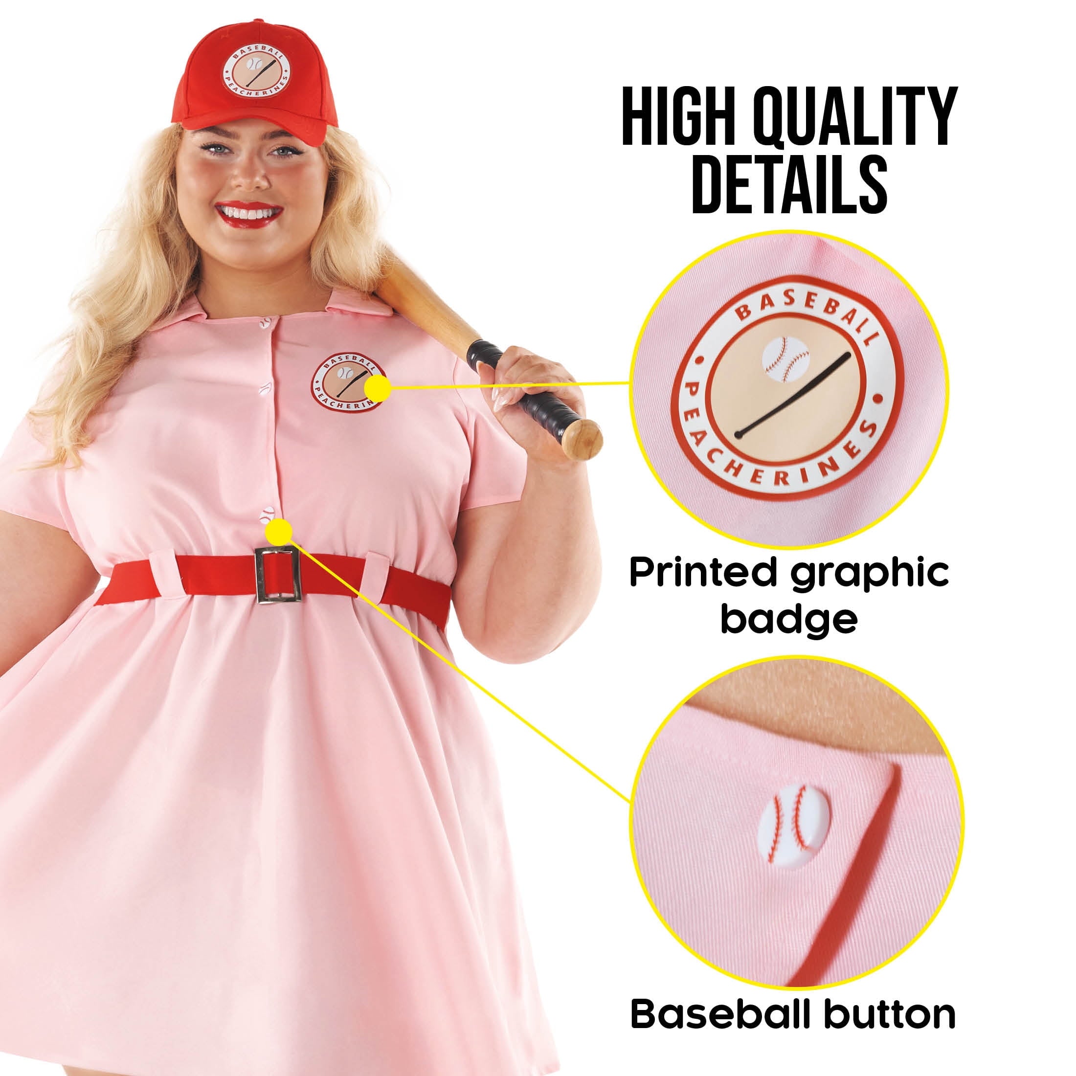 Morph Morph Women'S Pink Baseball Costume Dress for Halloween - Fun Costume for Women, Perfect for Parties and Events Halloween Costume for Women Pink XX-Large