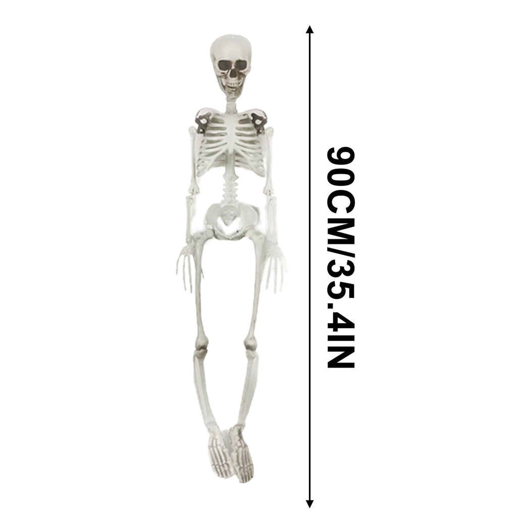 Nrmvnmi 35.4 Inch Halloween Skeleton - Life Size Full Body Realistic Human Bones with Posable Joints for Halloween Pose Skeleton Prop Decoration