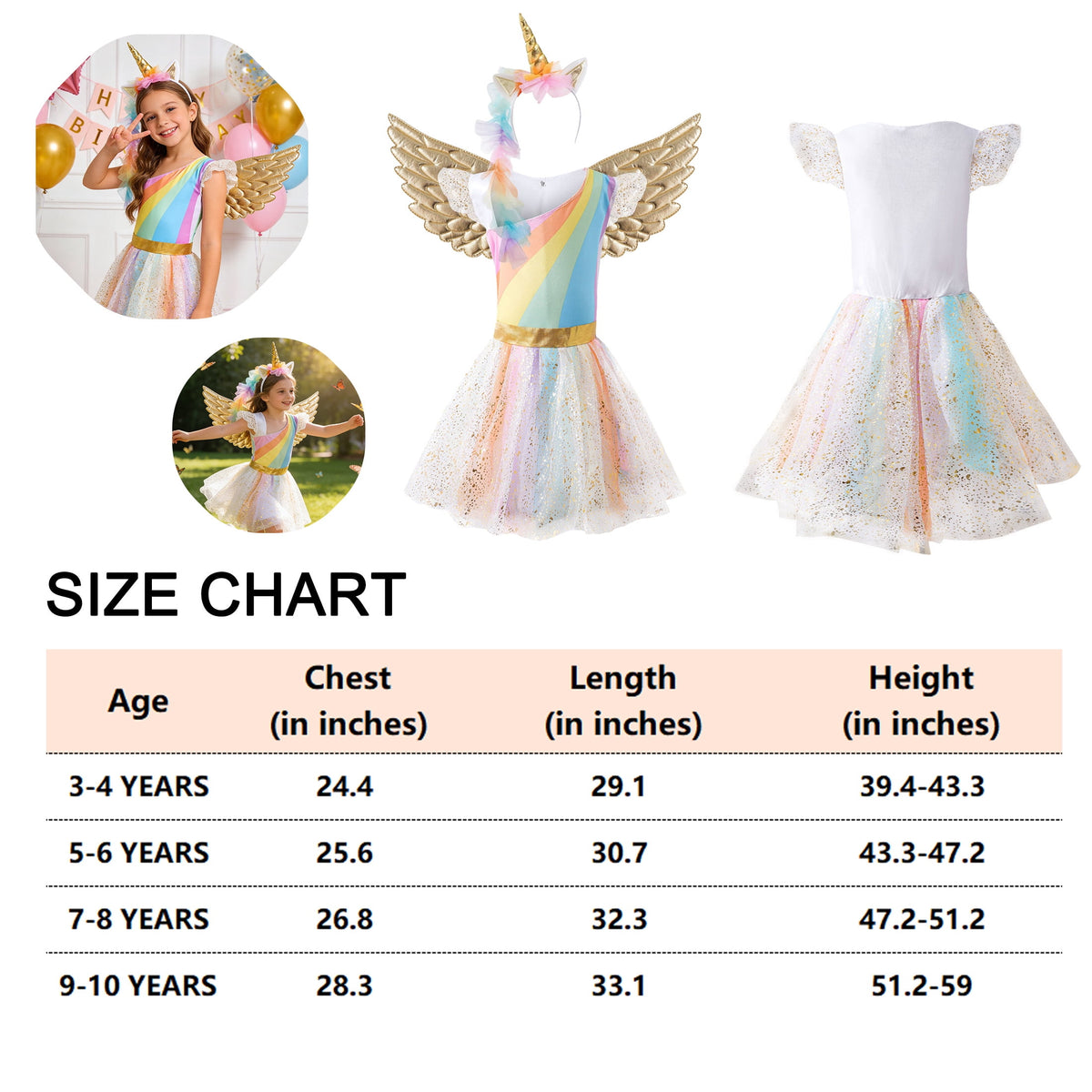 CZKHPTY Girls 3D Butterfly Fairy Tutu Dress, Whimsical Garden Princess Pretend Play Fancy Outfit, Sizes 7-8Y
