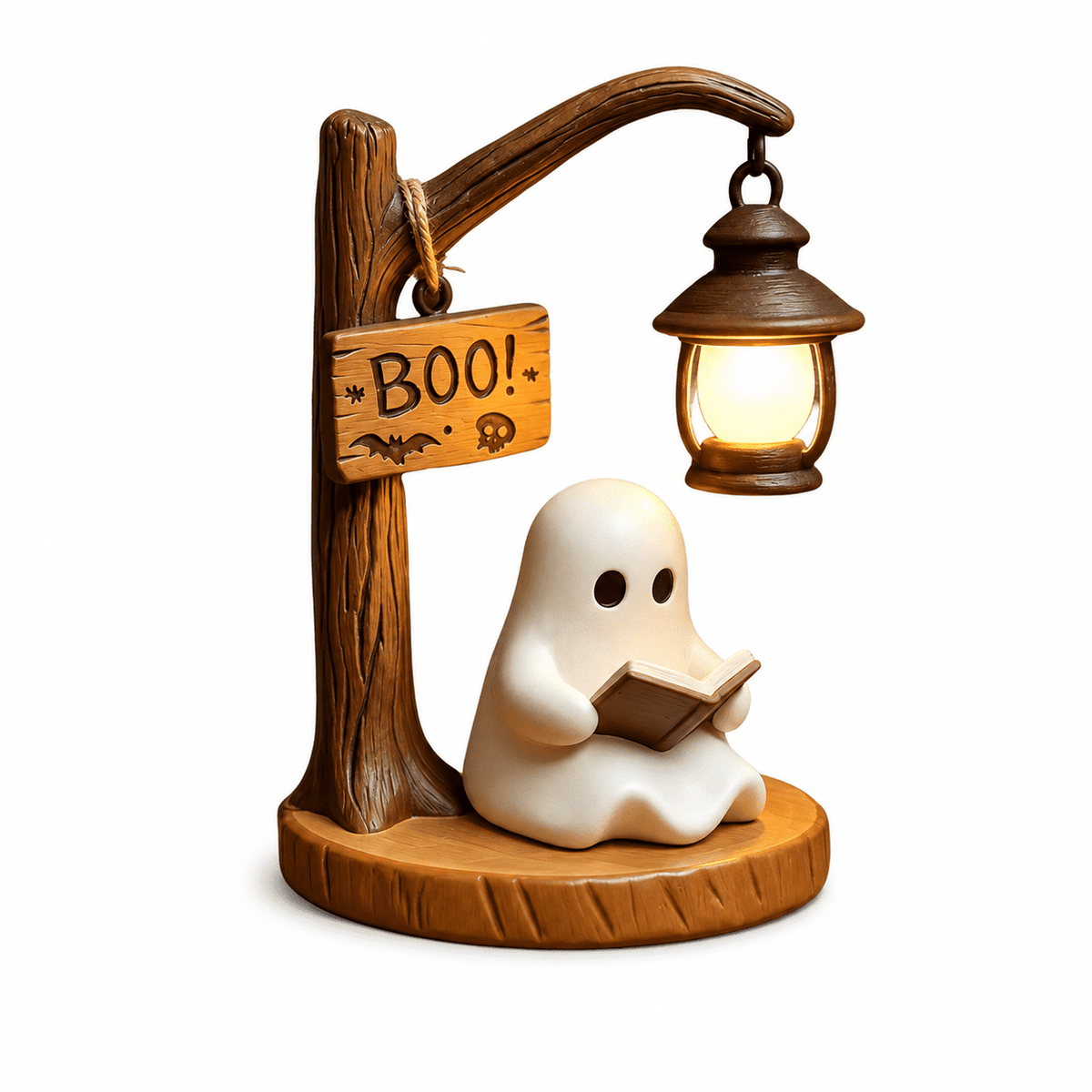 Diceymbol Halloween Decorations and Fall Decor, Halloween Venue Decoration Ghost Props LED Illuminated Ghost Decorations for Tabletop, Mantel, Shelf Indoor Outdoor 9.05 inch