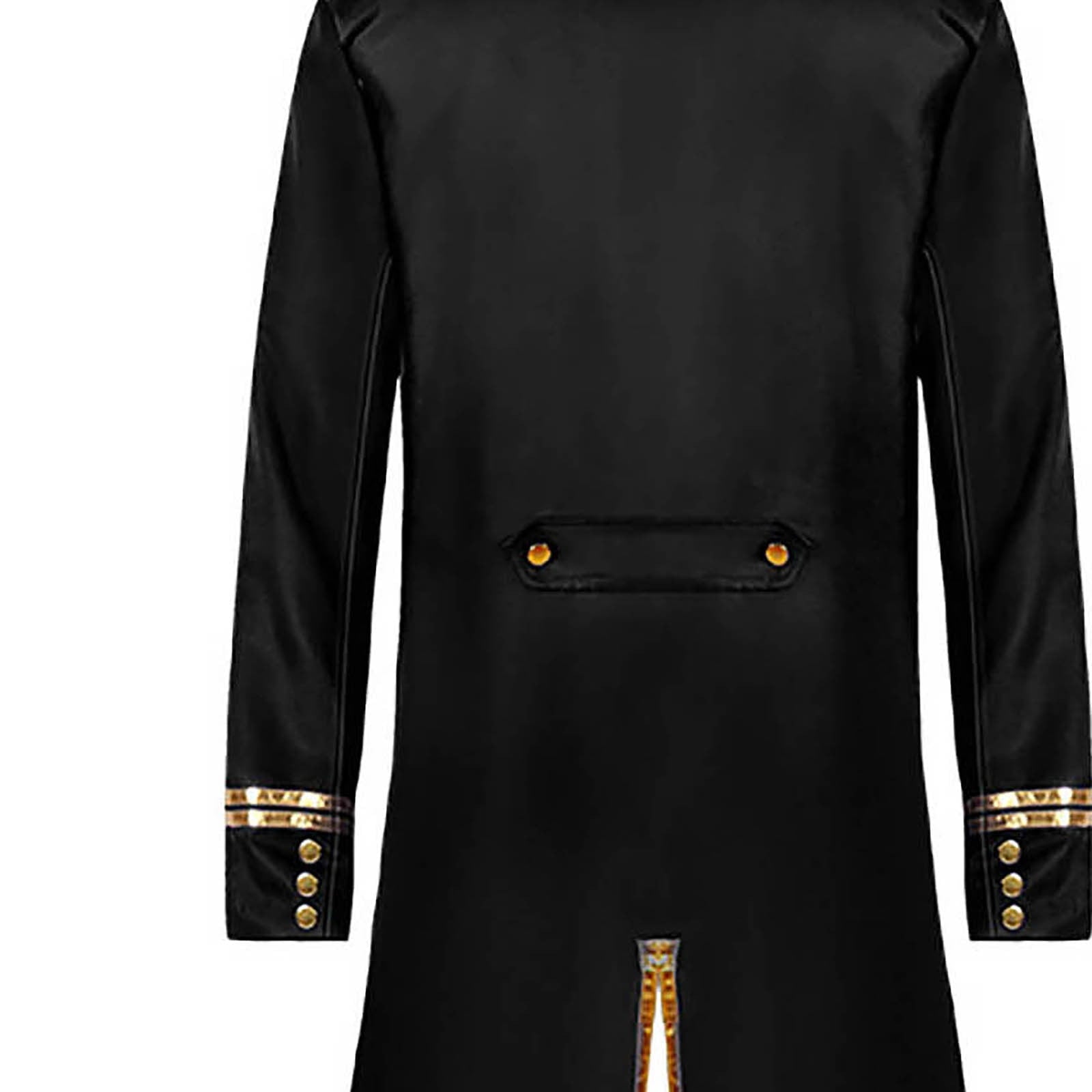 KeShDi Tuxedo Medieval Vintage Steampunk Gold Trimmed Gothic Retro Punk Style Steampunk Tailcoat Renaissance Pirate Warlock Frock Coat Halloween Men Costume Mid Length Tuxedo Costume Red L