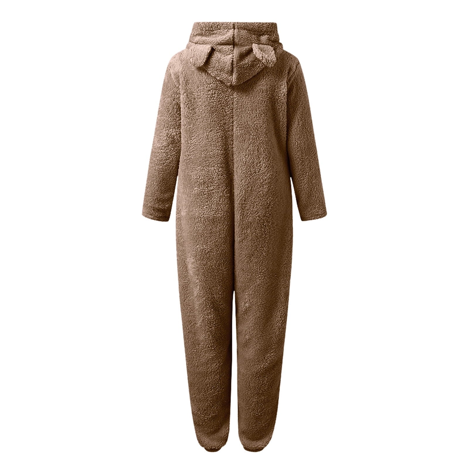 QATAINLAV Sherpa Fleece Jumpsuit for Women Winter Warm Fuzzy Onesie Pajamas Cute Cat Hooded Romper Casual Zip Up Overalls Sleepwear Black XL