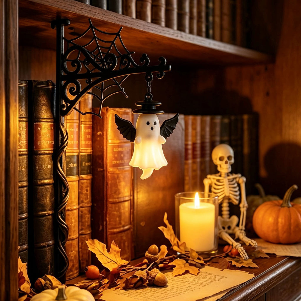 Diceymbol Halloween Decorations and Fall Decor, Halloween Venue Decoration Ghost Props LED Illuminated Ghost Decorations for Tabletop, Mantel, Shelf Indoor Outdoor 9.05 inch