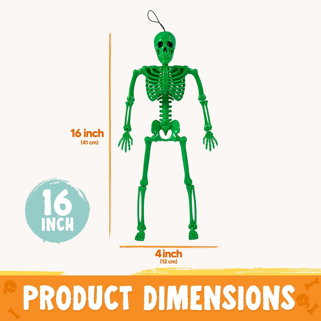 Joyfy 5 Pcs Halloween Skeleton Decorations,16 inch Full Body Poseable Skeleton with Movable Joints for Halloween Indoor Outdoor Party,Graveyard,Haunted House Accessories,White
