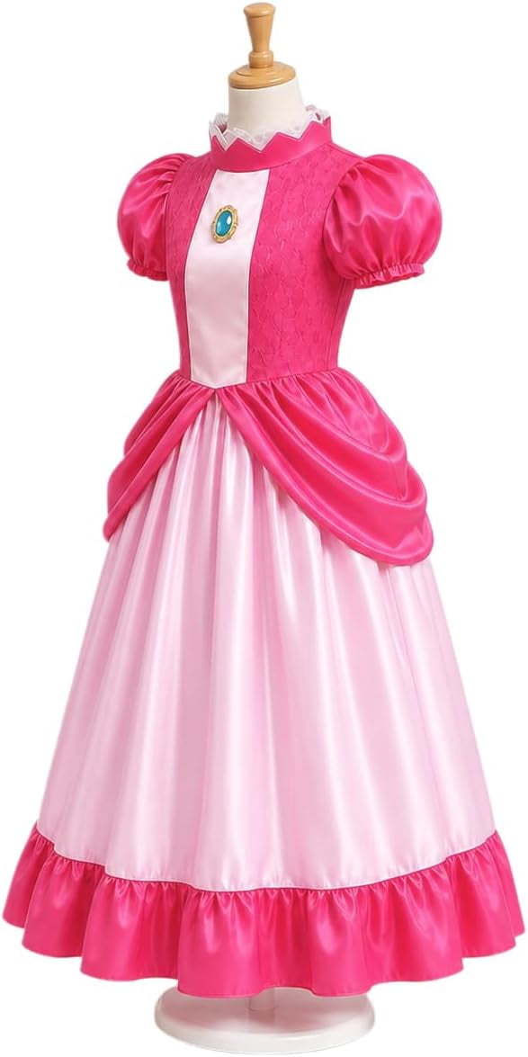 G*irls Halloween Princess Dress with Accessories, Blue Princess Dress with Wig Wand Crown Earrings and Star Earrings