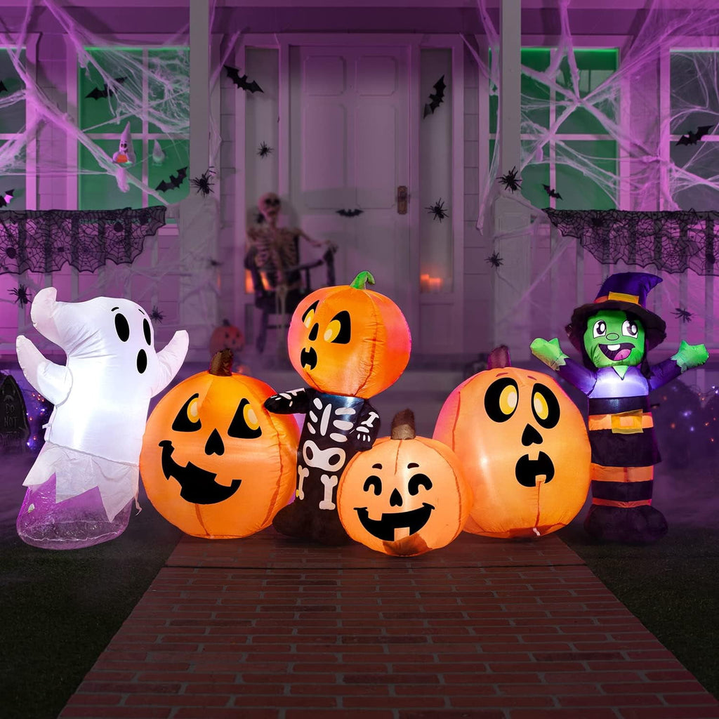 Joyfy 8 FT Large Halloween Inflatables Outdoor Decorations,Pumpkin Patch Blow Up Yard Decor with Built-in LEDs for Lawn Garden Patio Halloween Party