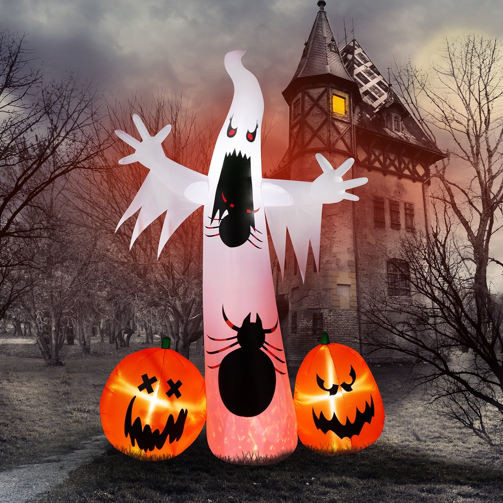 Zimtown 12 FT Halloween Inflatables Ghost Pumpkin Outdoor Halloween Decoration