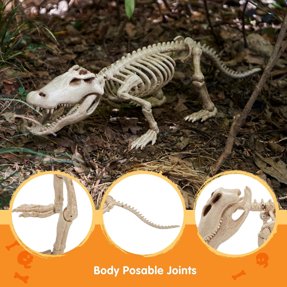 Joyfy Halloween Skeleton Fish Skeleton Halloween Decor,Plastic Skeleton with LED Eye for Halloween Decoration Outdoor Haunted House Party