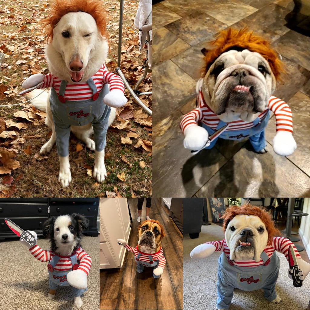 WILLED Halloween Deadly Dog Costume, Funny Pet Cosplay Christmas Outfit, Adjustable Party Dress Up Clothes for Small Medium Large Dogs