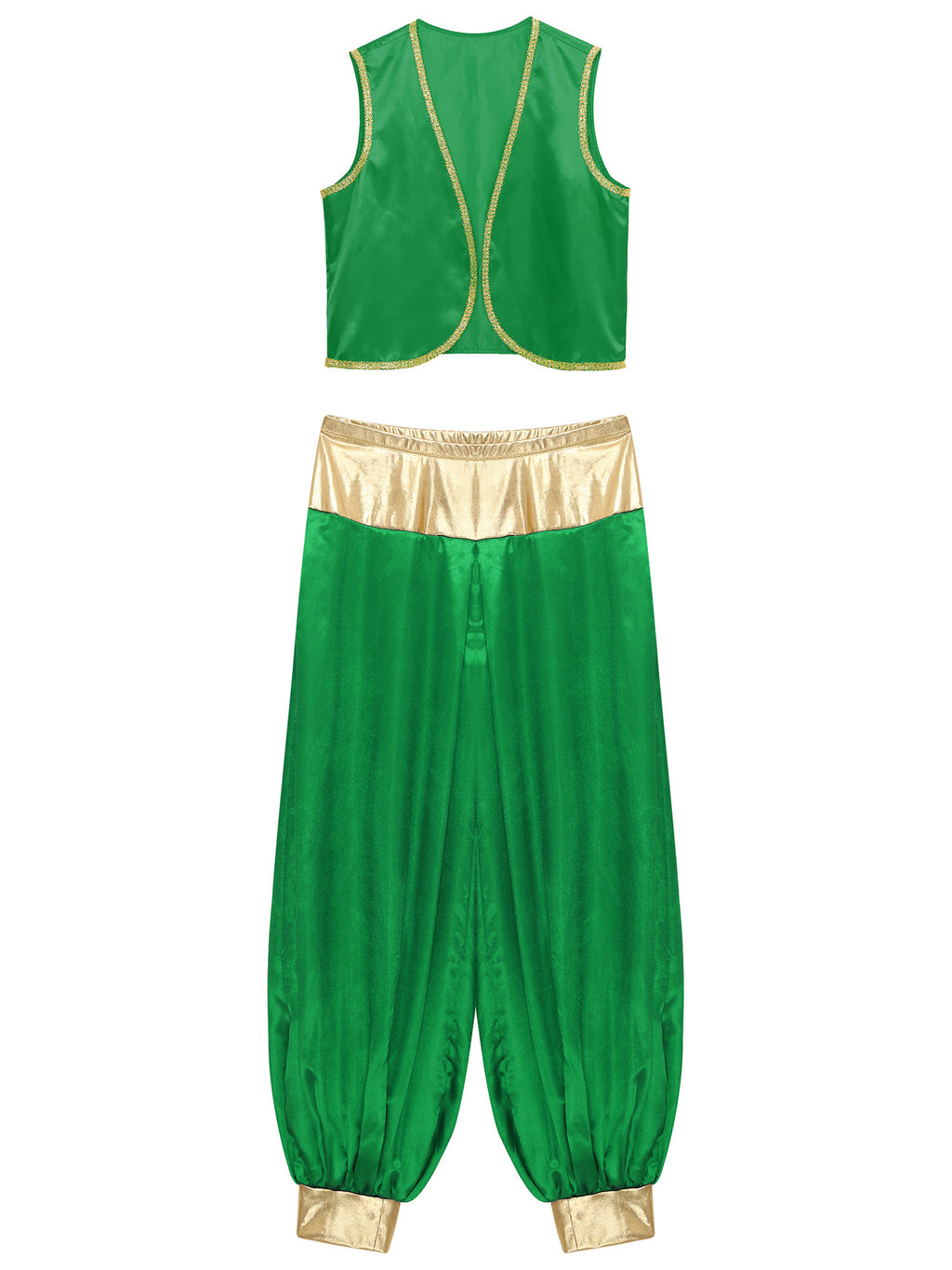 iiniim Mens Arabian Prince Costume Open Front Vest with Pants Halloween Show Fancy Dress up Outfit Royal Blue&Royal Blue S