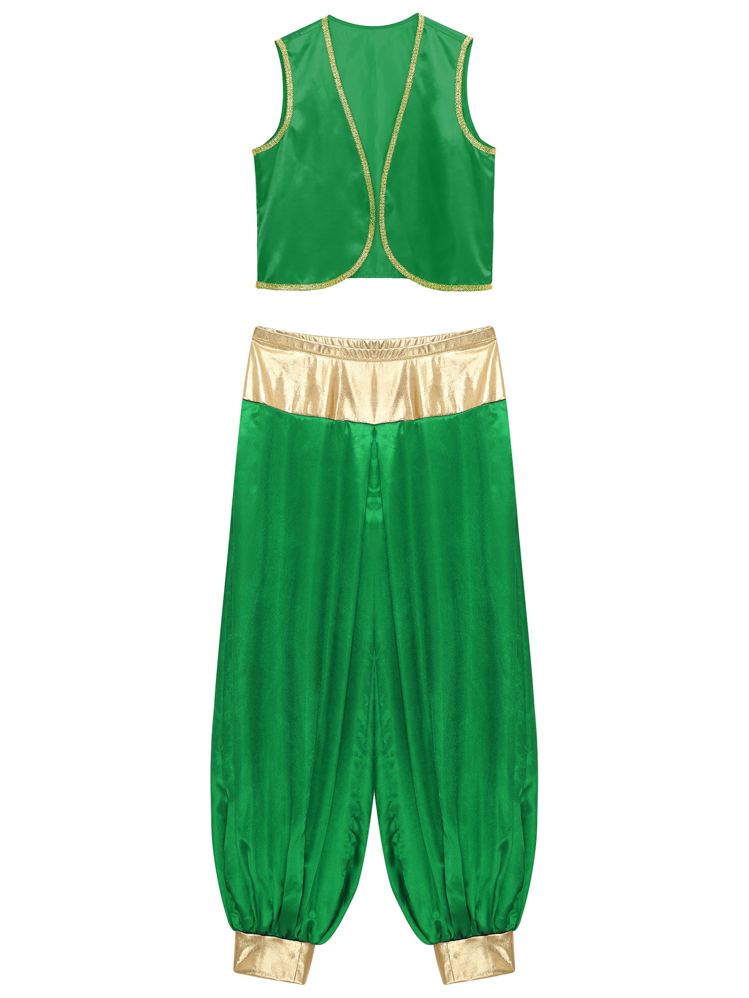 iiniim Mens Arabian Prince Costume Open Front Vest with Pants Halloween Show Fancy Dress up Outfit Royal Blue&Royal Blue S