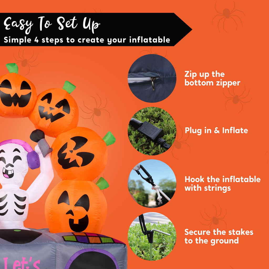 Joyfy 5Ft Halloween Inflatable Pumpkin Ghost with Colorful LED Lights,Halloween Blow Up Cute Decor for Indoor Outdoor Holiday Yard Decoration