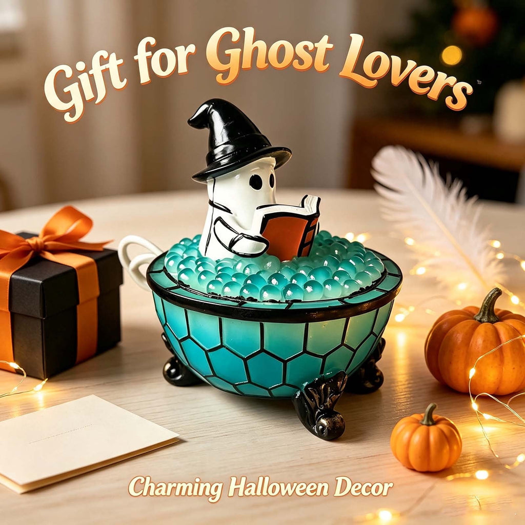 Diceymbol Halloween Decorations and Fall Decor, Halloween Venue Decoration Ghost Props LED Illuminated Ghost Decorations for Tabletop, Mantel, Shelf Indoor Outdoor 9.05 inch