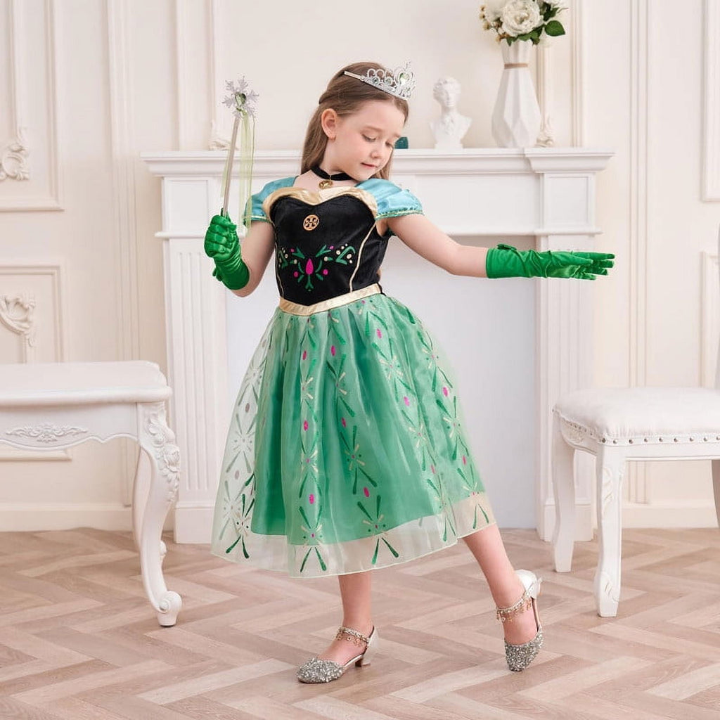 Jurebecia Princess Dress Snow Queen Costume for Girls Birthday Party Halloween Christmas Cosplay Outfit Toddler Kids 120 cm 5-6 Years