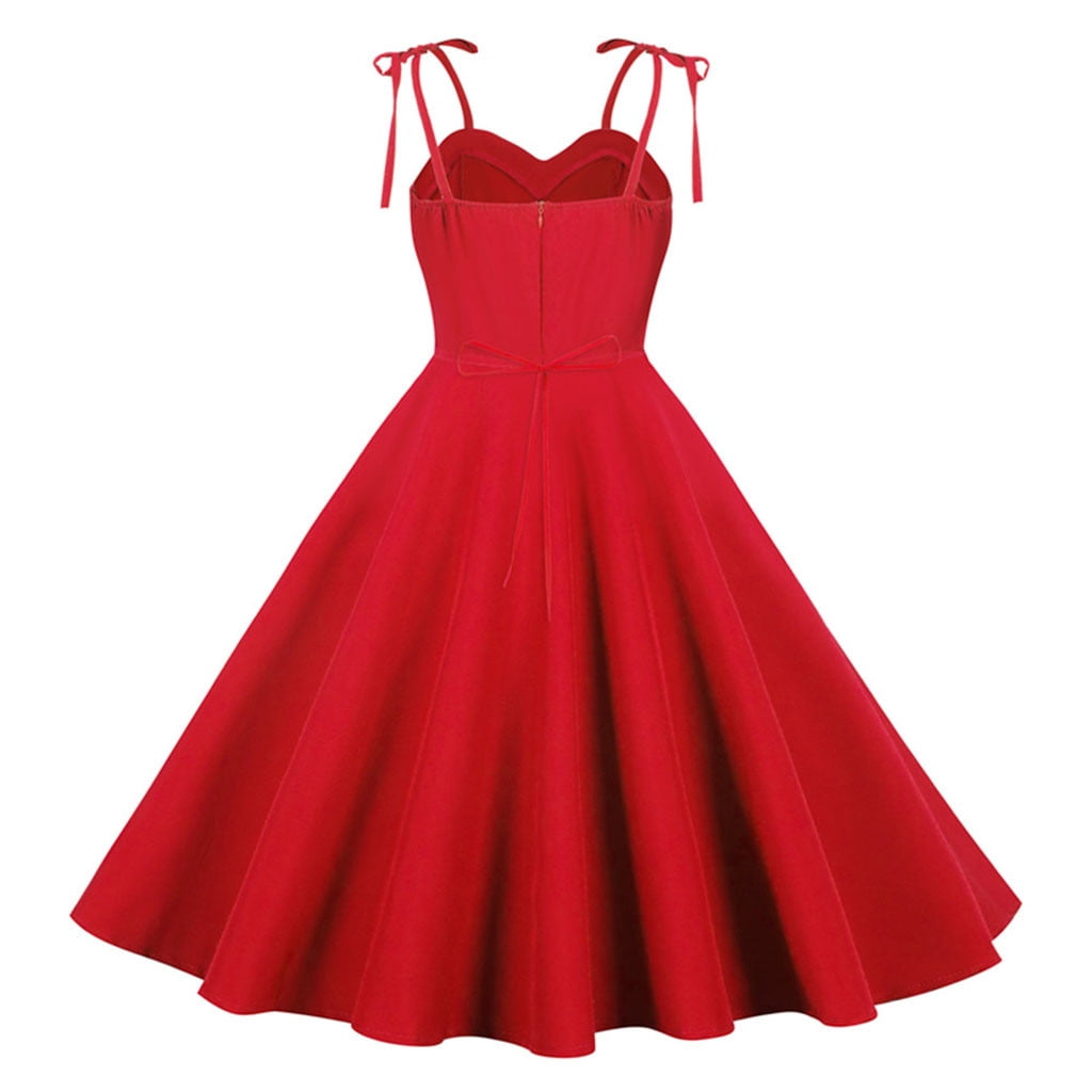 Tejiojio Women Clothes Women's 1950s Retro Dress Short Sleeve Vintage Swing Dress