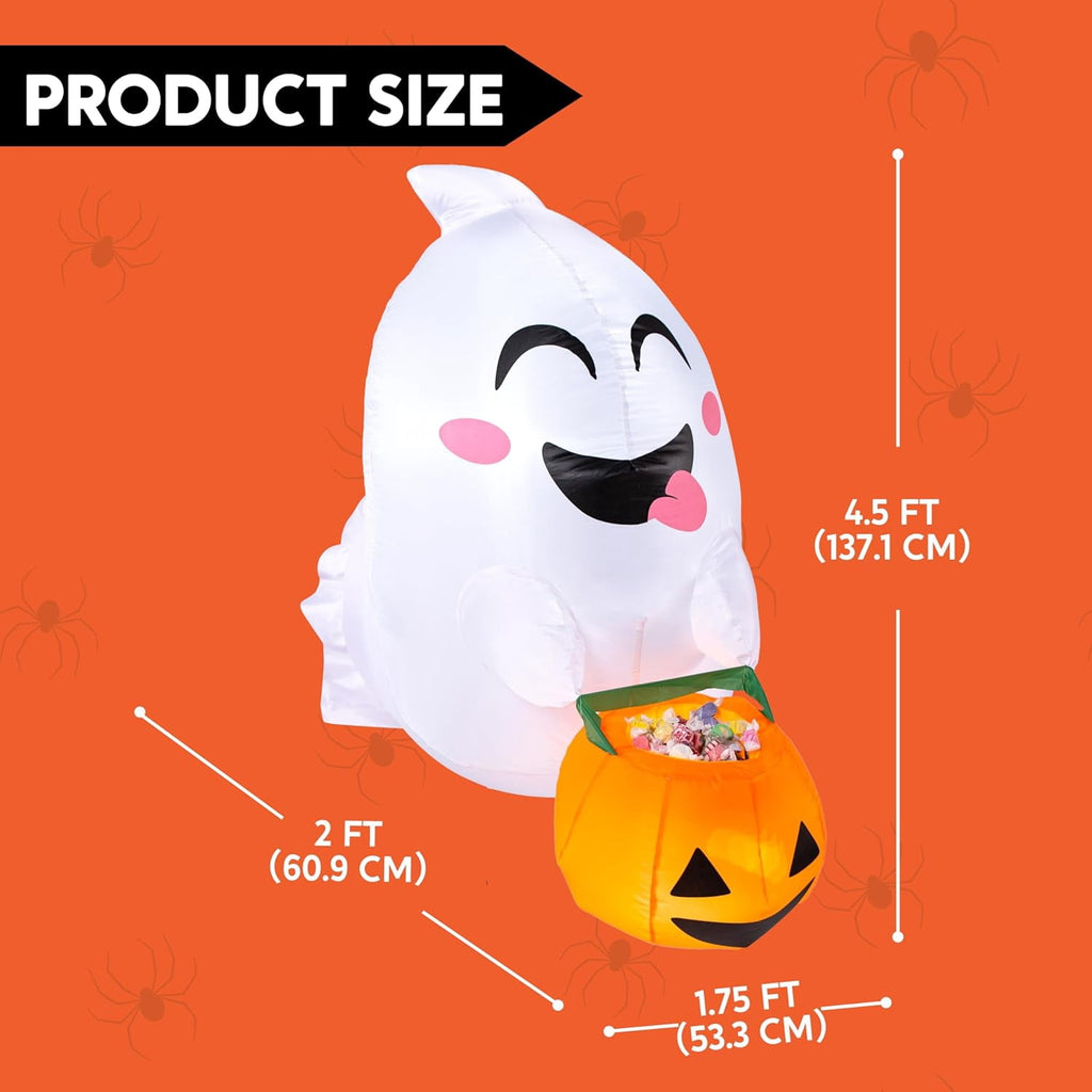 Joyfy 4.5 FT Halloween Inflatable Decorations Outdoor Scary Flying Ghost Broke Out from Window with Built-in LED Blow Up Inflatable for Window Decoration Yard Garden Lawn Decor