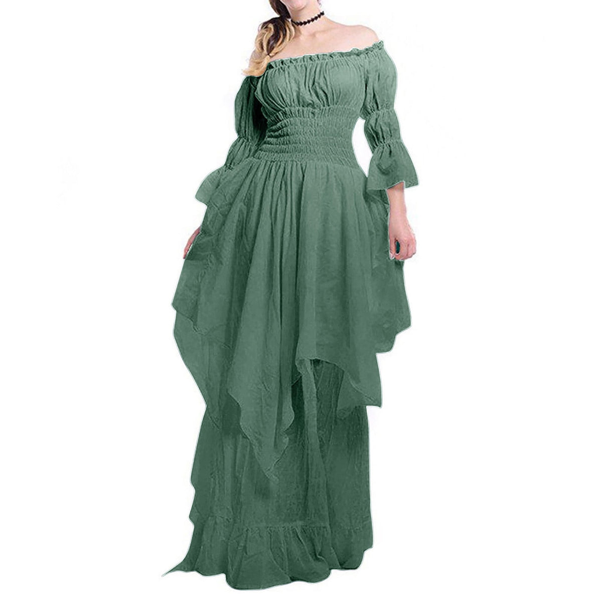 LYXSSBYX Maxi Dresses for Women Women's Long Sleeve Neck Dress Floor Length Cosplay Dress Plus Size Dress