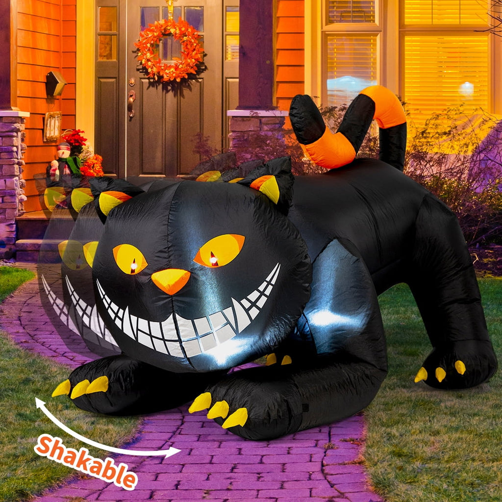 GOOSH Halloween Inflatable 6 FT Black Cat Inflatable Moving Head, Scary Halloween Decorations Black Cat with LED Lights Built-in, Halloween Outdoor Decorations Clearance for Holiday/Party/Yard/Garden